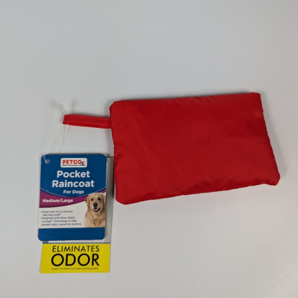 NWT Petco Pocket Red Raincoat for Dogs Size M/L